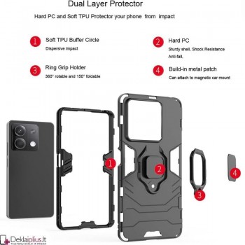 Sustiprintas dėklas 4in1 - juodas (Xiaomi Redmi Note 13 Pro 5G/Poco X6 5G)